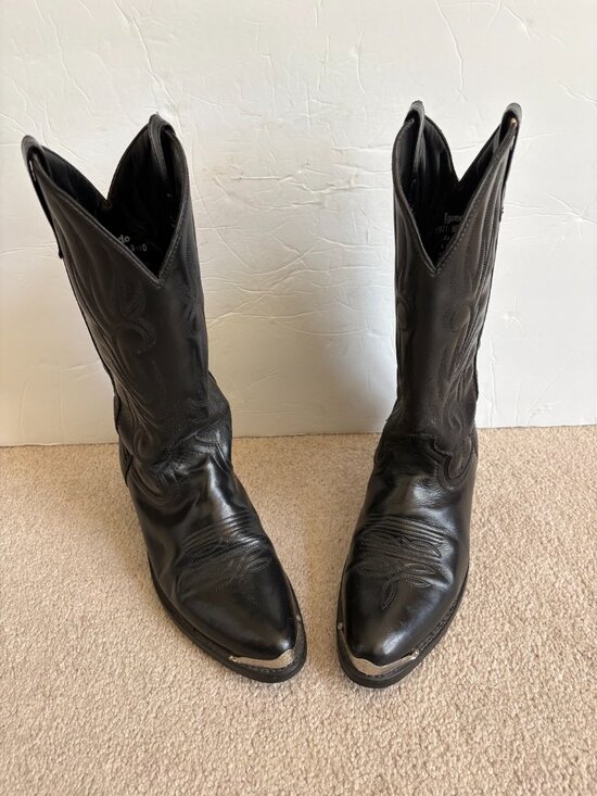 Laredo Mccomb Men\'s Cowboy Boots Size 9.5D Black Leather 12621